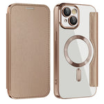 AMORUS For iPhone 14 Case Compatible with MagSafe RFID Blocking Card Holder Leather Phone Cover