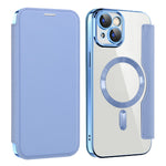 AMORUS For iPhone 14 Case Compatible with MagSafe RFID Blocking Card Holder Leather Phone Cover