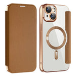 AMORUS For iPhone 14 Case Compatible with MagSafe RFID Blocking Card Holder Leather Phone Cover
