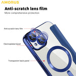 AMORUS For iPhone 15 Case Compatible with MagSafe RFID Blocking Card Holder Leather Phone Cover