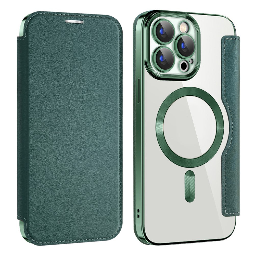 AMORUS For iPhone 15 Pro Max Case Compatible with MagSafe RFID Blocking Card Holder Leather Phone Cover