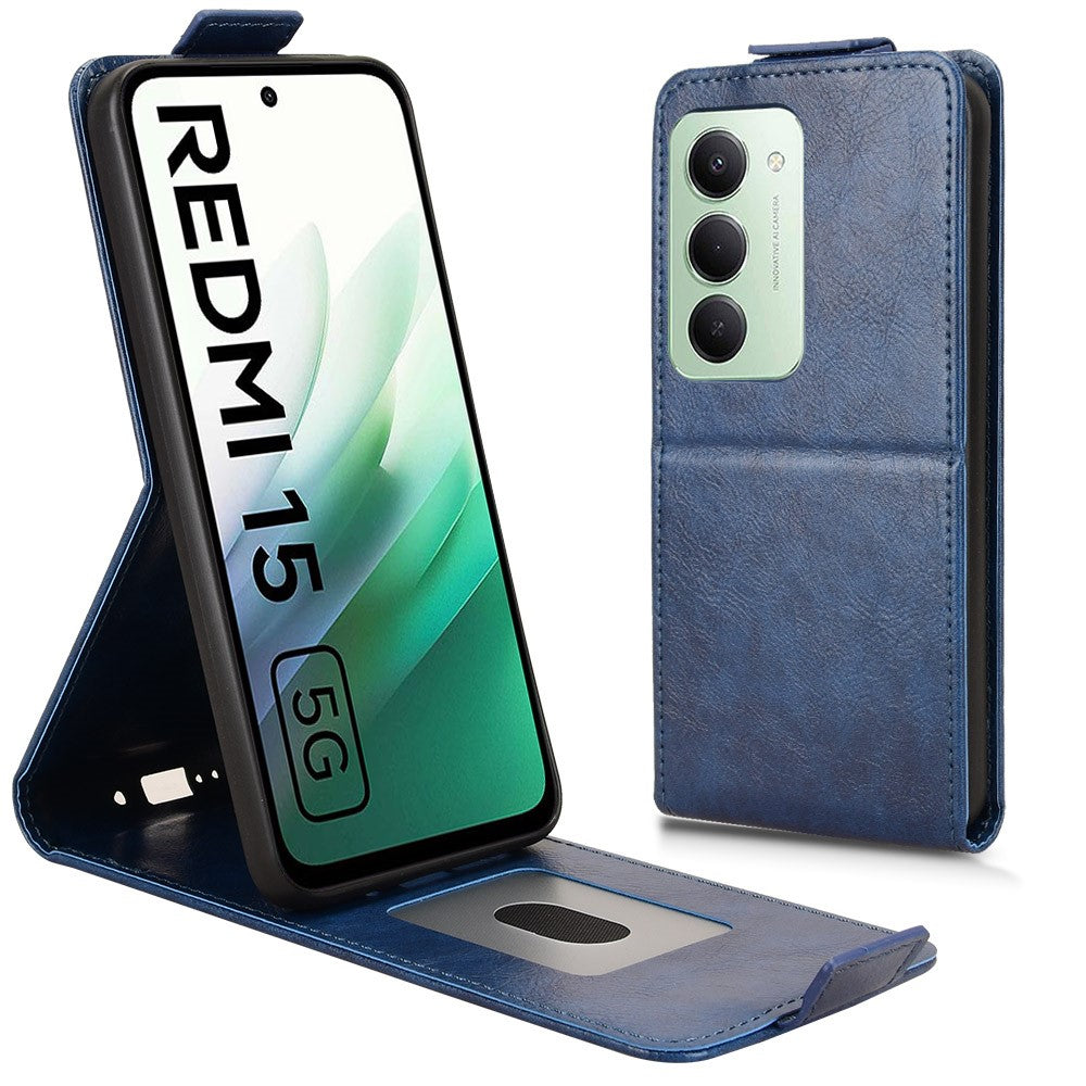 For Xiaomi Redmi 15 4G (EU) (171mm) Stand Case Magnetic Clasp Vertical Flip Leather Phone Cover with Card Holder