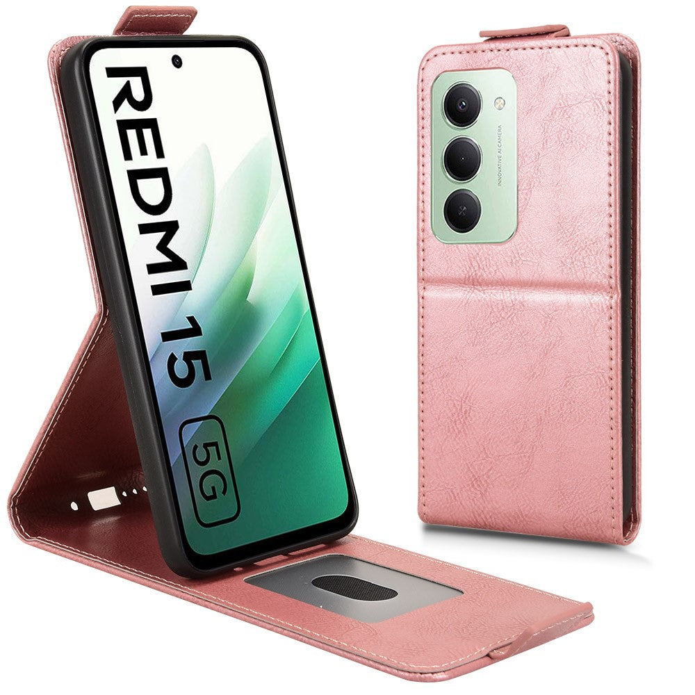 For Xiaomi Redmi 15 4G (EU) (171mm) Stand Case Magnetic Clasp Vertical Flip Leather Phone Cover with Card Holder