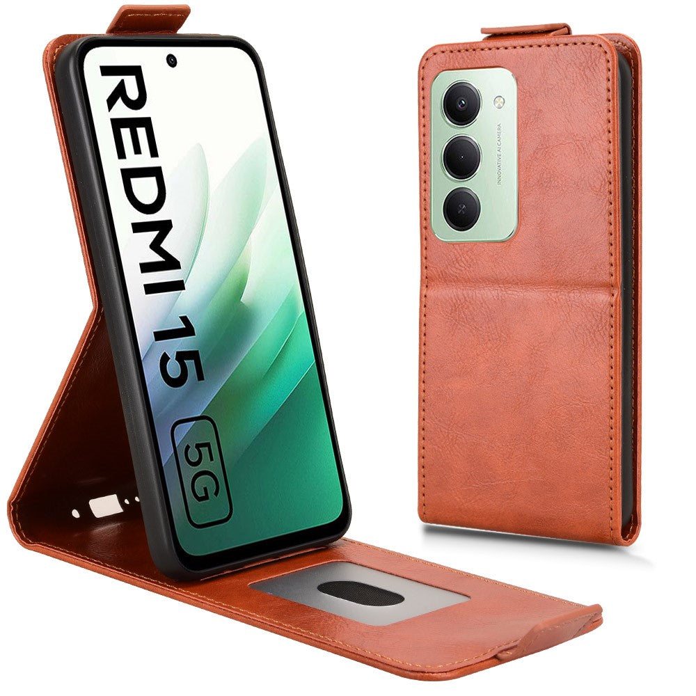 For Xiaomi Redmi 15 4G (EU) (171mm) Stand Case Magnetic Clasp Vertical Flip Leather Phone Cover with Card Holder