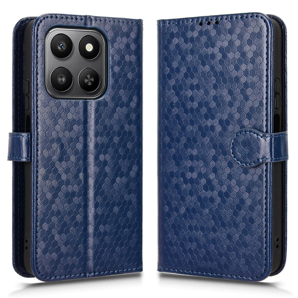 For Honor 400 Smart 5G / 4G / X7d 4G Wallet Case Dot Pattern Imprint PU Leather Phone Cover with Wrist Strap