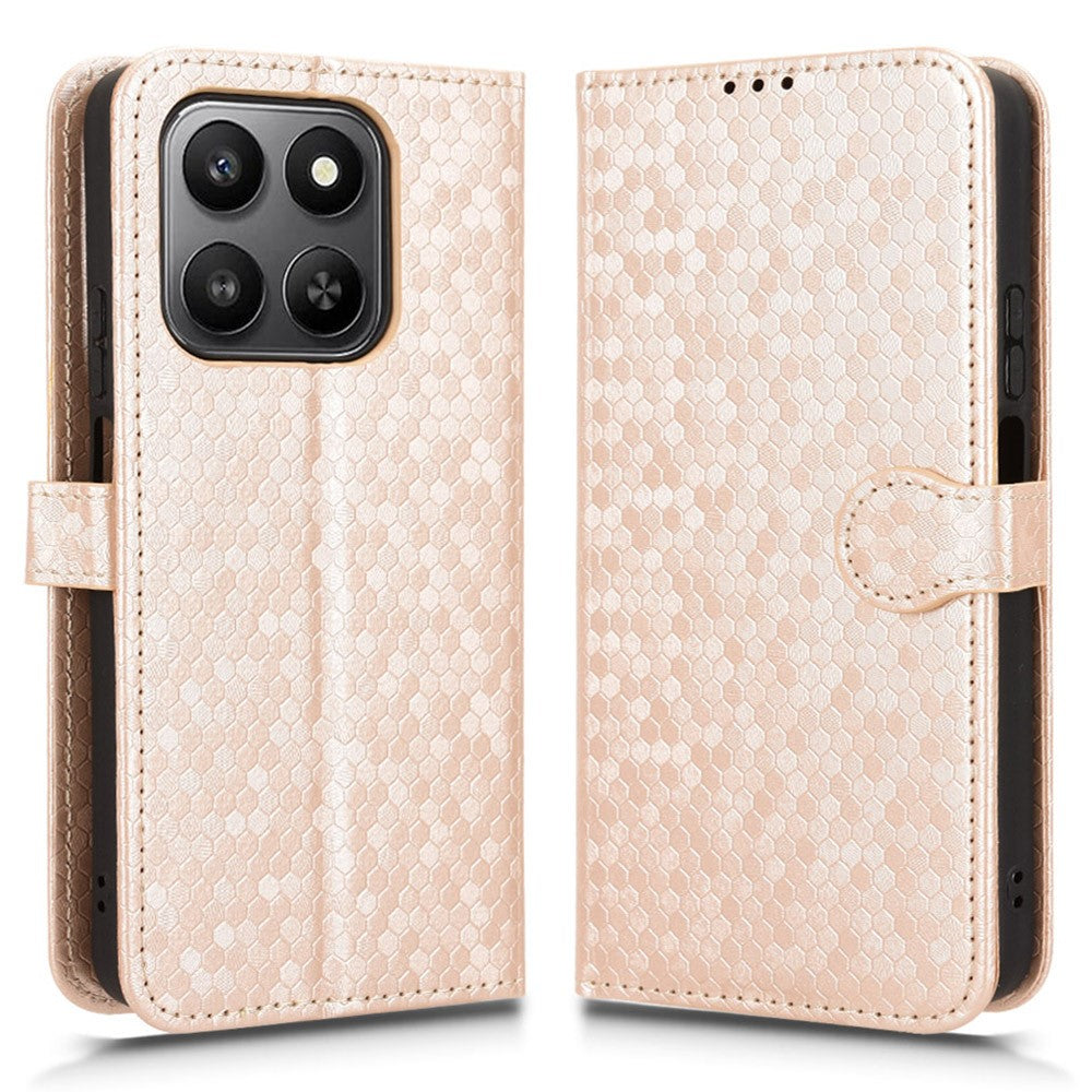 For Honor 400 Smart 5G / 4G / X7d 4G Wallet Case Dot Pattern Imprint PU Leather Phone Cover with Wrist Strap