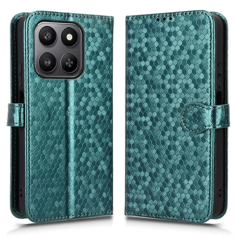 For Honor 400 Smart 5G / 4G / X7d 4G Wallet Case Dot Pattern Imprint PU Leather Phone Cover with Wrist Strap