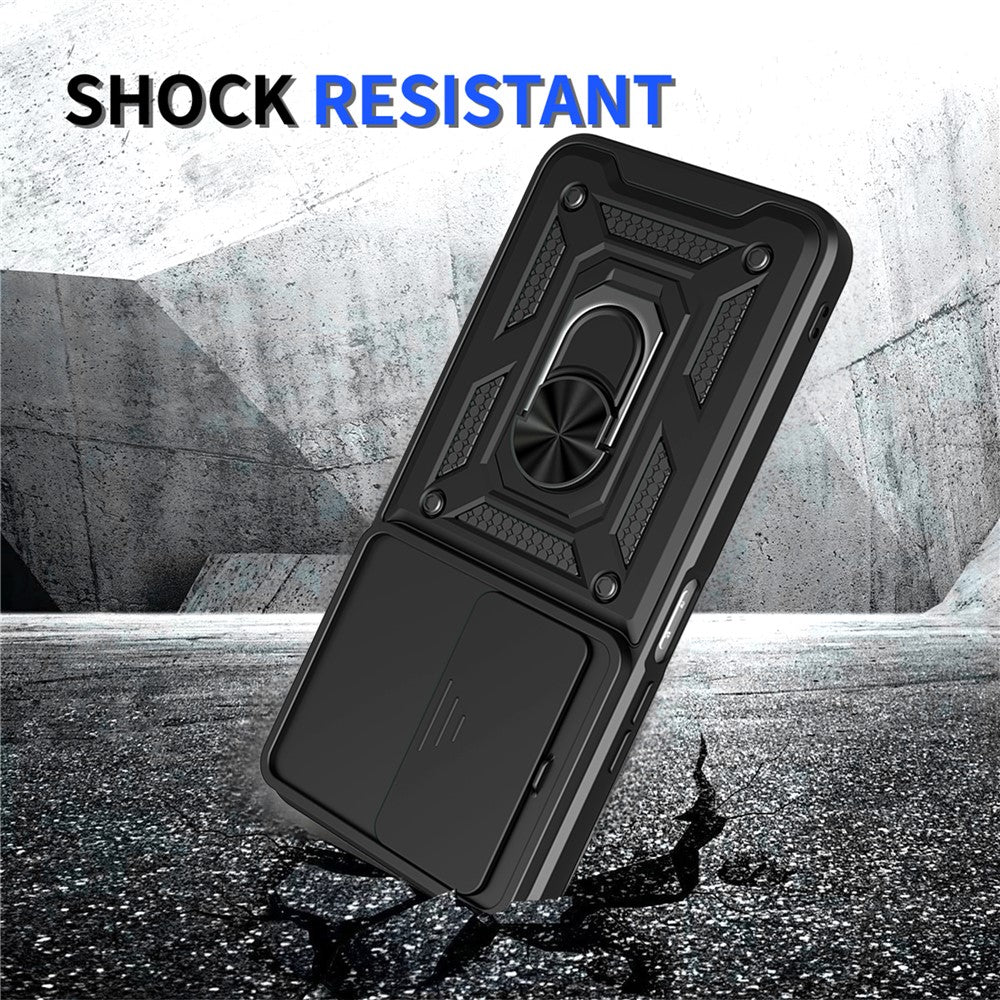 For Xiaomi Redmi 15 4G (EU) (171mm) Case with Slide Camera Lid PC + TPU Kickstand Phone Cover