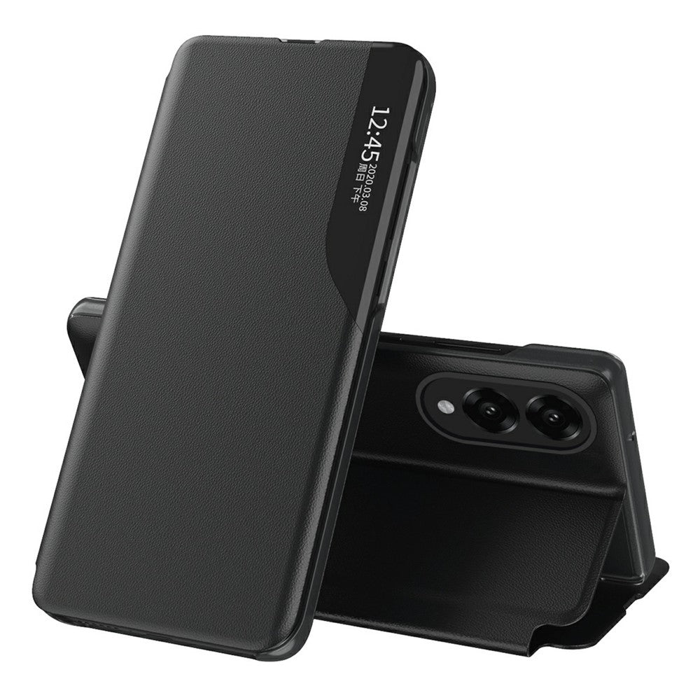 AMORUS For Samsung Galaxy S25 Edge Case View Window Stand PU Leather Phone Cover