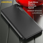 AMORUS For Samsung Galaxy S25 Edge Case View Window Stand PU Leather Phone Cover