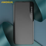 AMORUS For Samsung Galaxy S25 Edge Case View Window Stand PU Leather Phone Cover