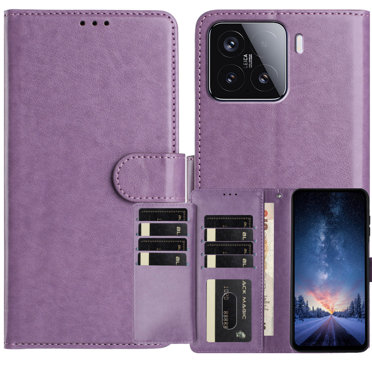 For Xiaomi 15T Pro Wallet Phone Case Stand PU Leather Folio Flip Cover with 8 Card Slot