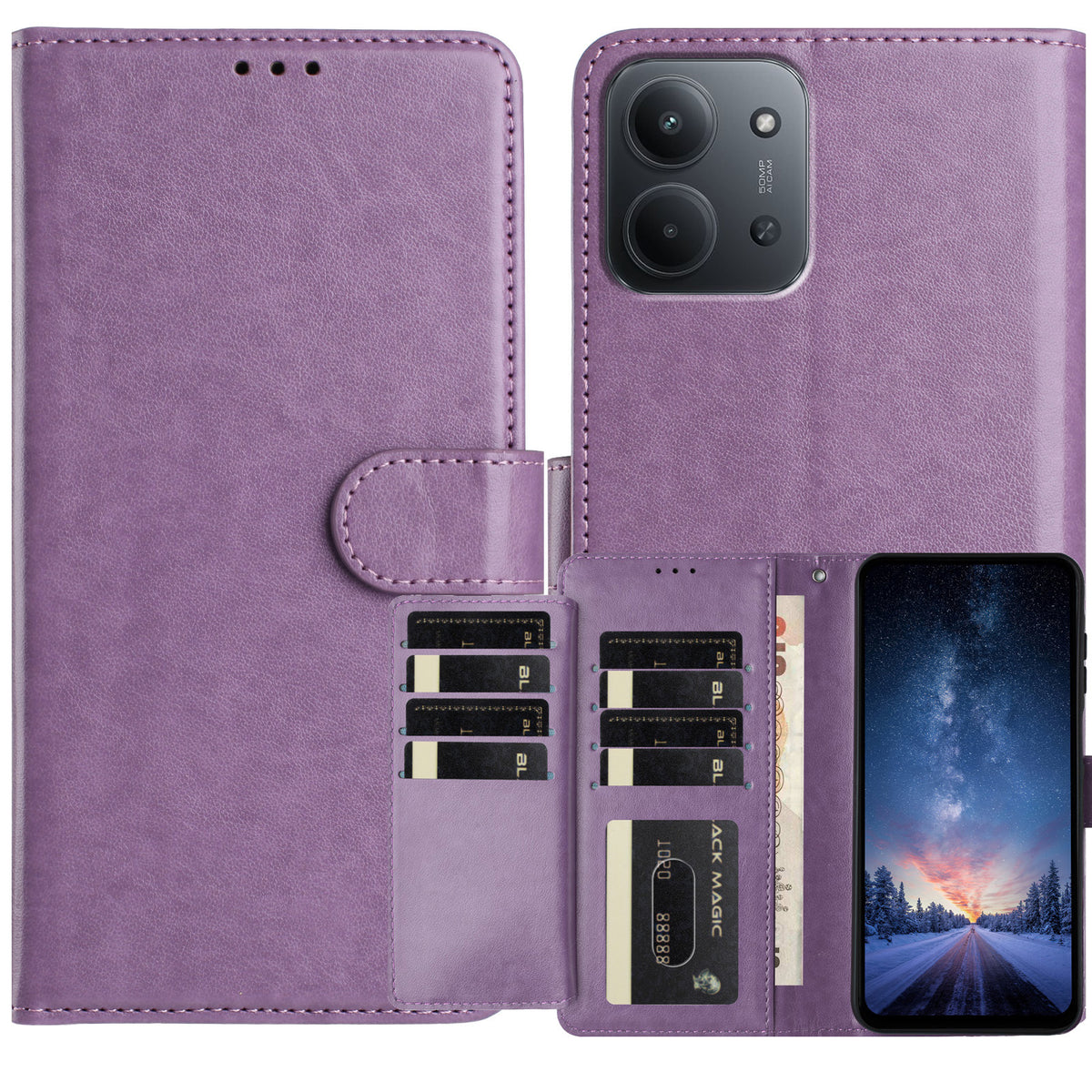 For Xiaomi Redmi Redmi 15C 4G (EU) (173mm) / 15C 5G (EU) (173mm) / Poco C85 4G (173mm) Phone Case Stand PU Leather Cover with 8 Card Slot