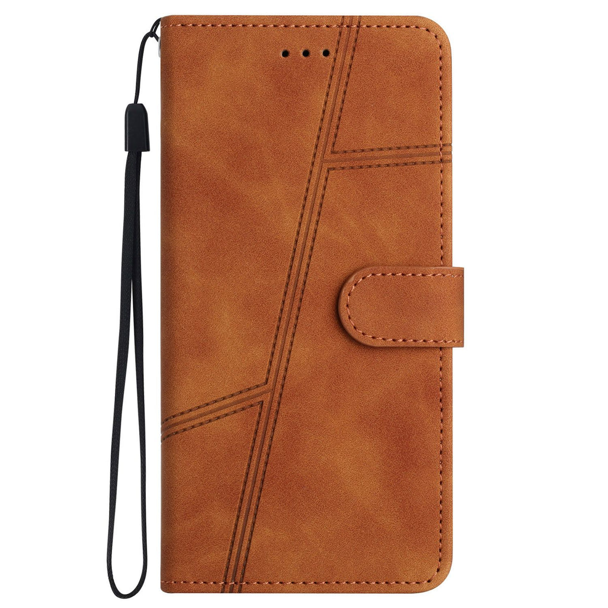 For Xiaomi Redmi 15 4G (EU) (171mm) Case Lines Imprinted Flip Leather Retro Phone Cover with Wrist Strap
