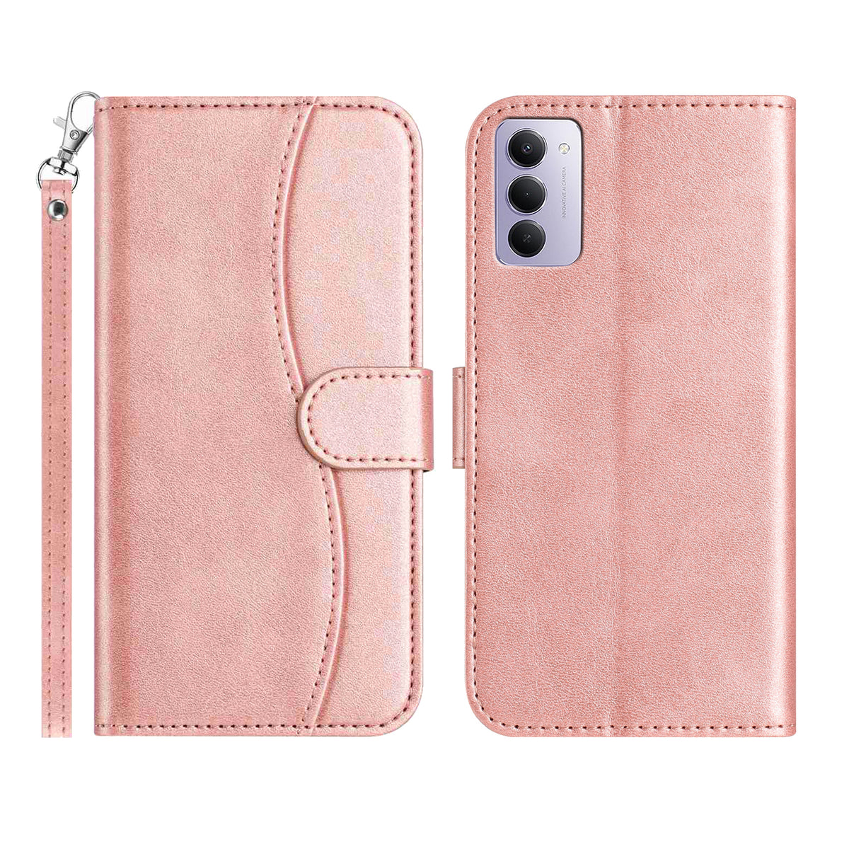 For Xiaomi Redmi 15 4G (EU) (171mm) Stand Case PU Leather Wallet Phone Cover S Shape Stitching Design with Strap