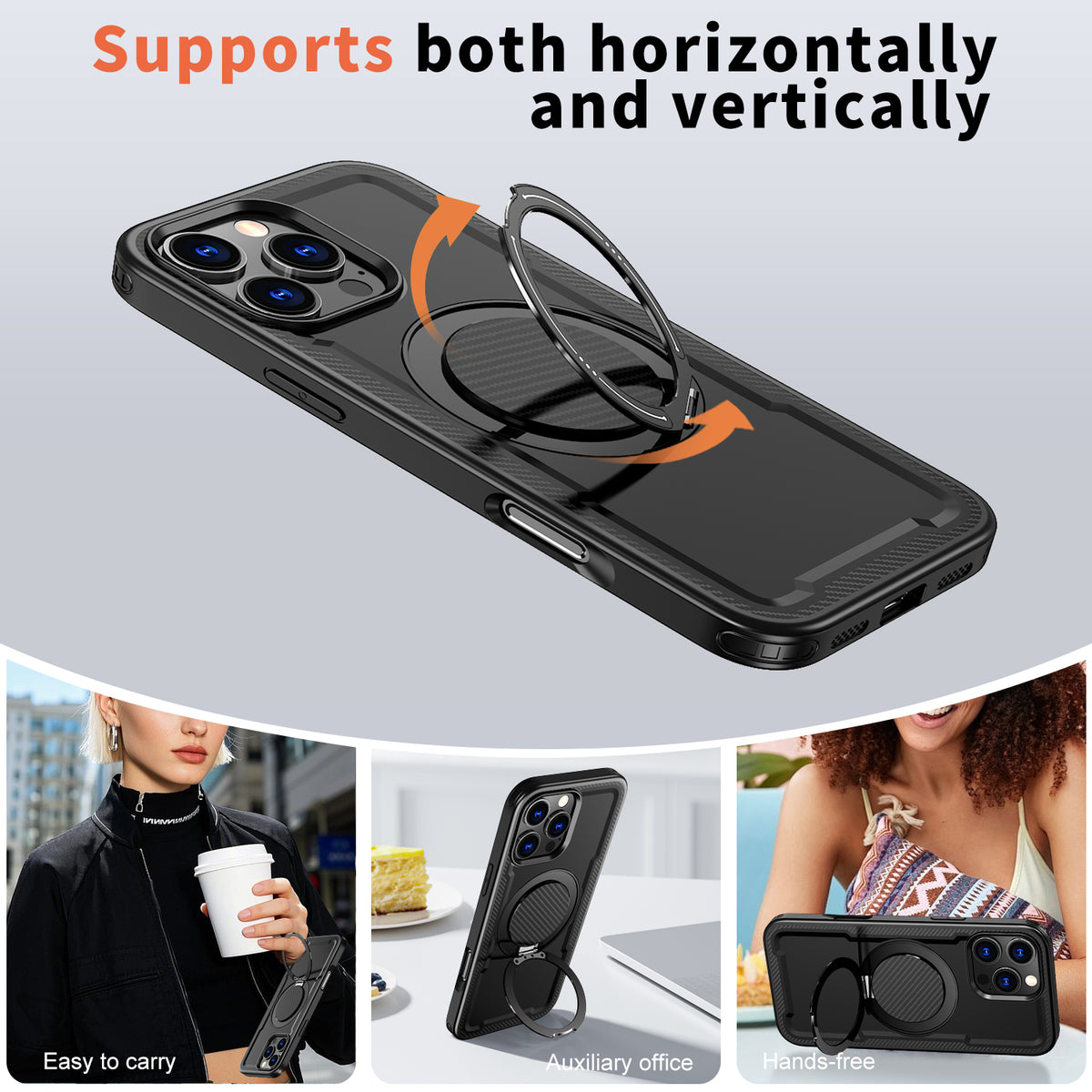 For iPhone 14 Pro Case Compatible with MagSafe TPU + PC Kickstand Phone Cover