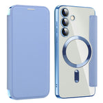AMORUS For Samsung Galaxy S24 Magnetic Case RFID Blocking Card Holder Leather Phone Cover
