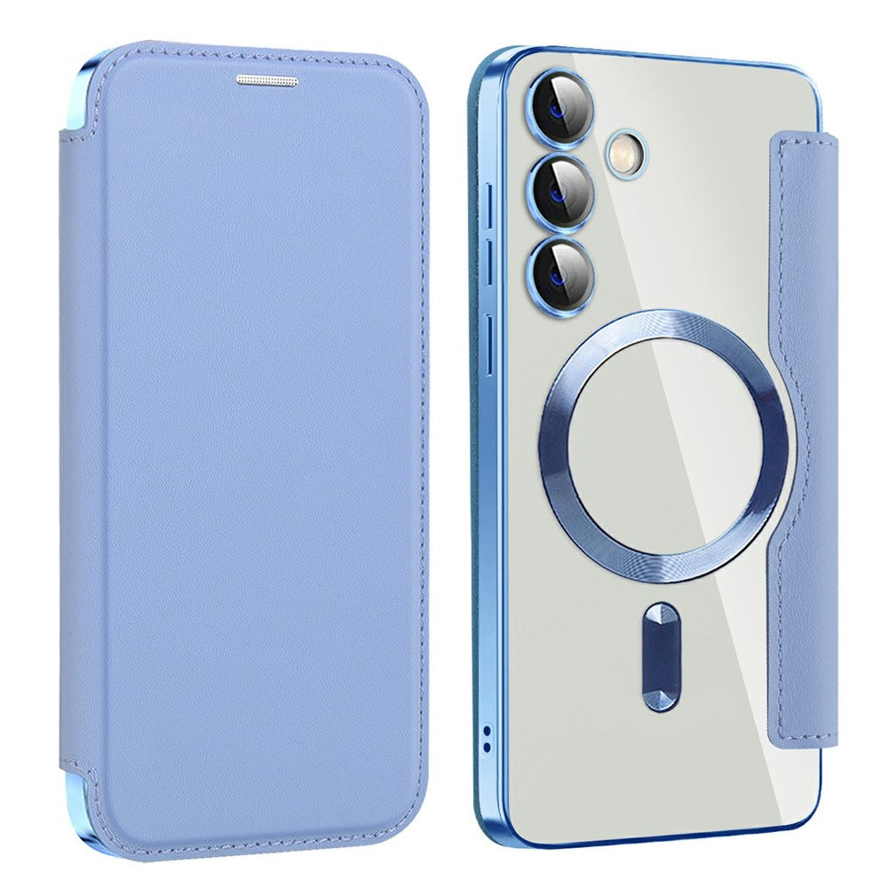 AMORUS For Samsung Galaxy S24 Magnetic Case RFID Blocking Card Holder Leather Phone Cover