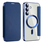 AMORUS For Samsung Galaxy S24 Magnetic Case RFID Blocking Card Holder Leather Phone Cover
