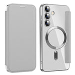 AMORUS For Samsung Galaxy S24+ Magnetic Case RFID Blocking Card Holder Leather Phone Cover