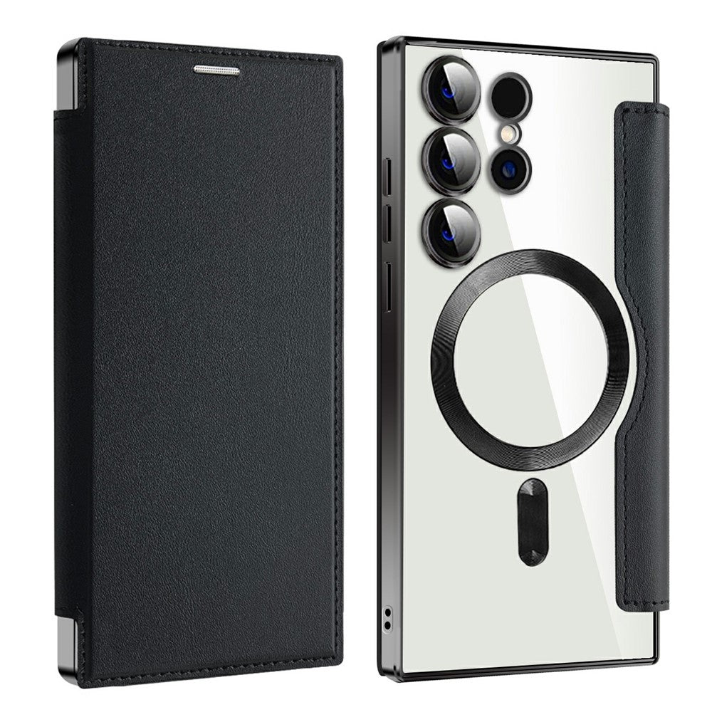 AMORUS til Samsung Galaxy S24 Ultra Magnetisk Cover RFID-Blokerende Kortholder Læder Telefoncover