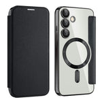 AMORUS For Samsung Galaxy S24 FE Magnetic Case RFID Blocking Card Holder Leather Phone Cover