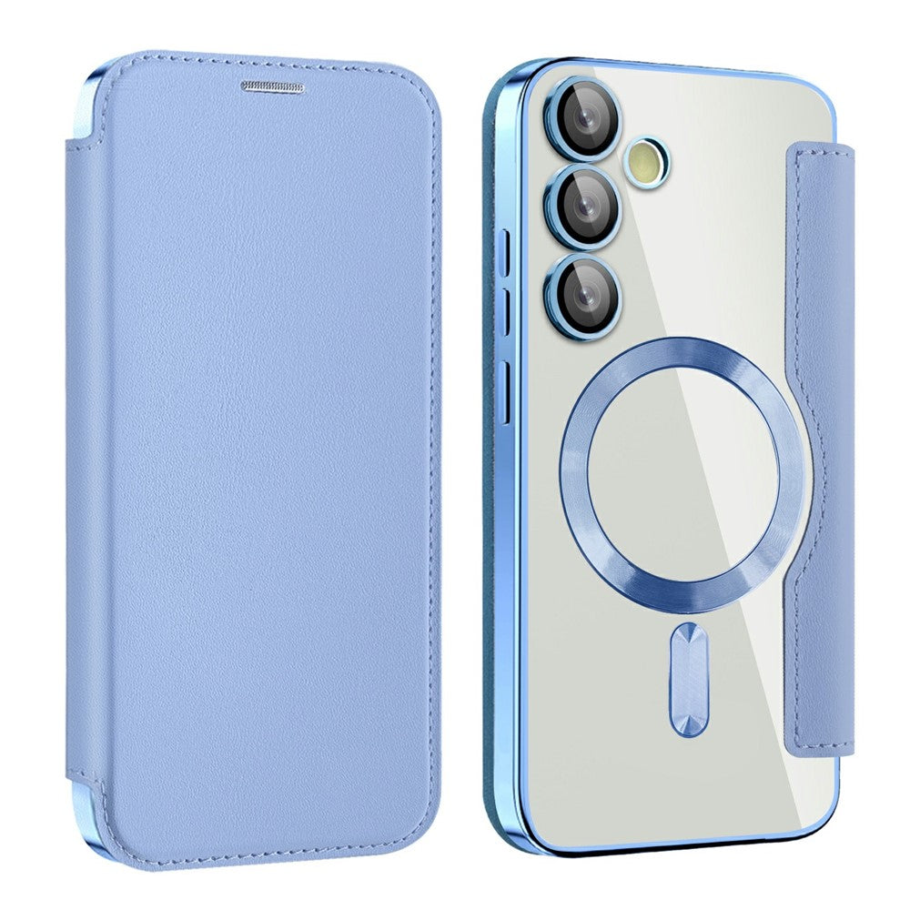 AMORUS For Samsung Galaxy S24 FE Magnetic Case RFID Blocking Card Holder Leather Phone Cover