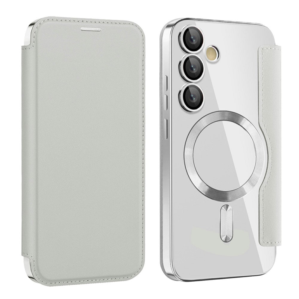 AMORUS For Samsung Galaxy S24 FE Magnetic Case RFID Blocking Card Holder Leather Phone Cover