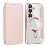 AMORUS For Samsung Galaxy S24 FE Magnetic Case RFID Blocking Card Holder Leather Phone Cover