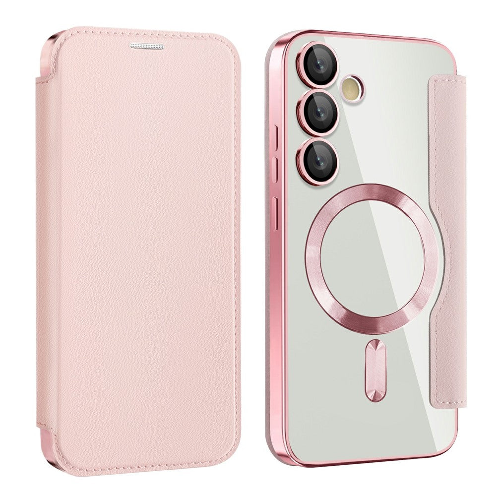 AMORUS For Samsung Galaxy S24 FE Magnetic Case RFID Blocking Card Holder Leather Phone Cover