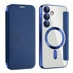 AMORUS For Samsung Galaxy S24 FE Magnetic Case RFID Blocking Card Holder Leather Phone Cover