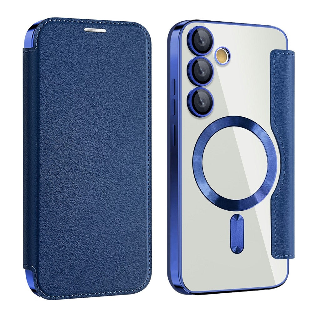 AMORUS For Samsung Galaxy S24 FE Magnetic Case RFID Blocking Card Holder Leather Phone Cover
