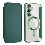 AMORUS For Samsung Galaxy S24 FE Magnetic Case RFID Blocking Card Holder Leather Phone Cover