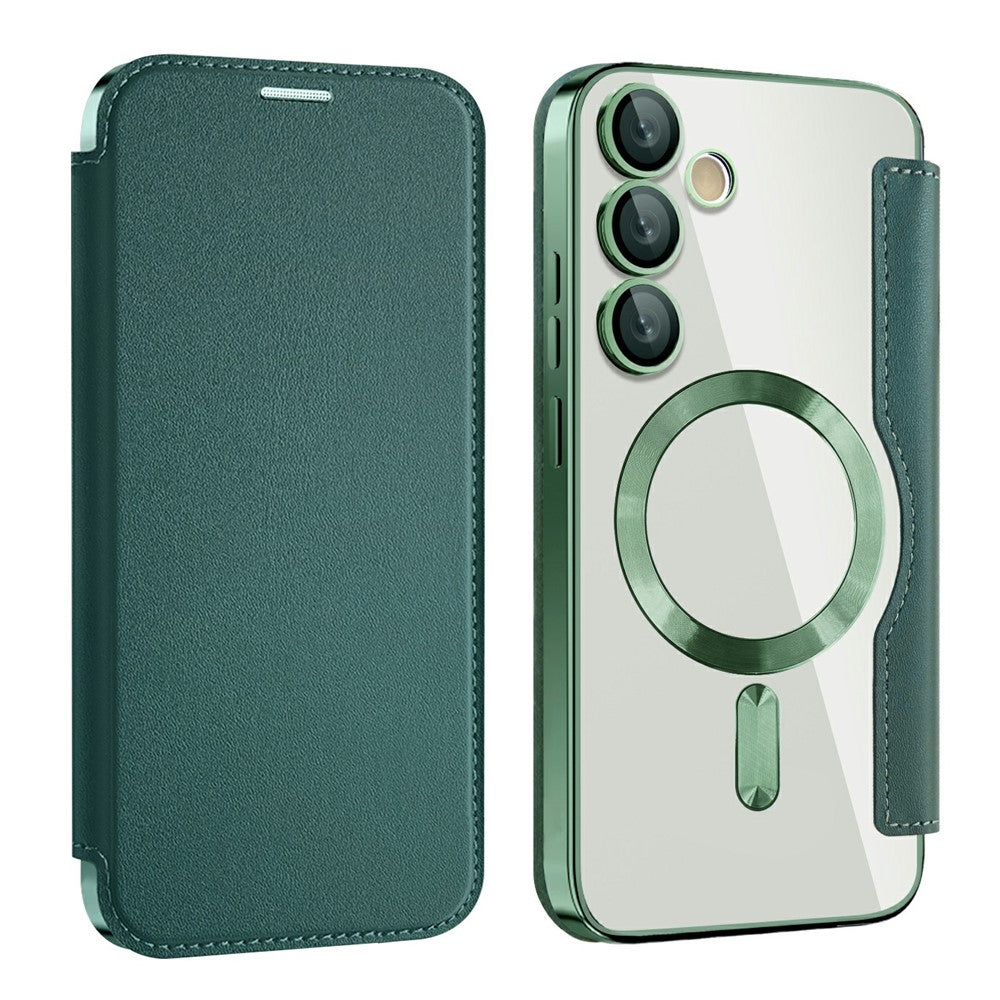 AMORUS For Samsung Galaxy S24 FE Magnetic Case RFID Blocking Card Holder Leather Phone Cover