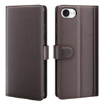 AMORUS For iPhone 17th / 16th Stand Cases Calf Texture Genuine Split Leather Wallet Phone Cover