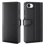 AMORUS For iPhone 17th / 16th Stand Cases Calf Texture Genuine Split Leather Wallet Phone Cover
