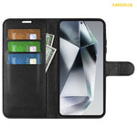 AMORUS Til Samsung Galaxy S25 Ultra Wallet Cover Litchi Tekstur Stødsikkert Flip Lædercover med Stativ