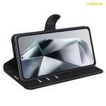 AMORUS Til Samsung Galaxy S25 Ultra Wallet Cover Litchi Tekstur Stødsikkert Flip Lædercover med Stativ