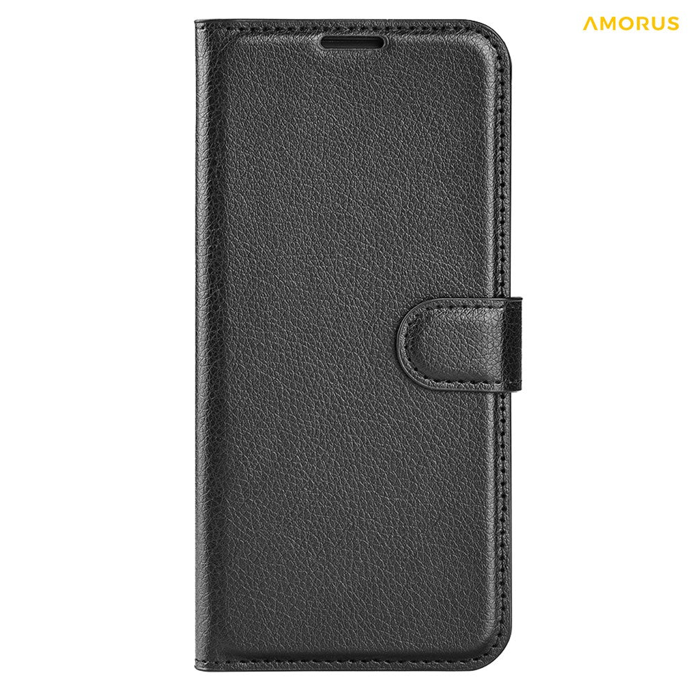 AMORUS Til Samsung Galaxy S25 Ultra Wallet Cover Litchi Tekstur Stødsikkert Flip Lædercover med Stativ