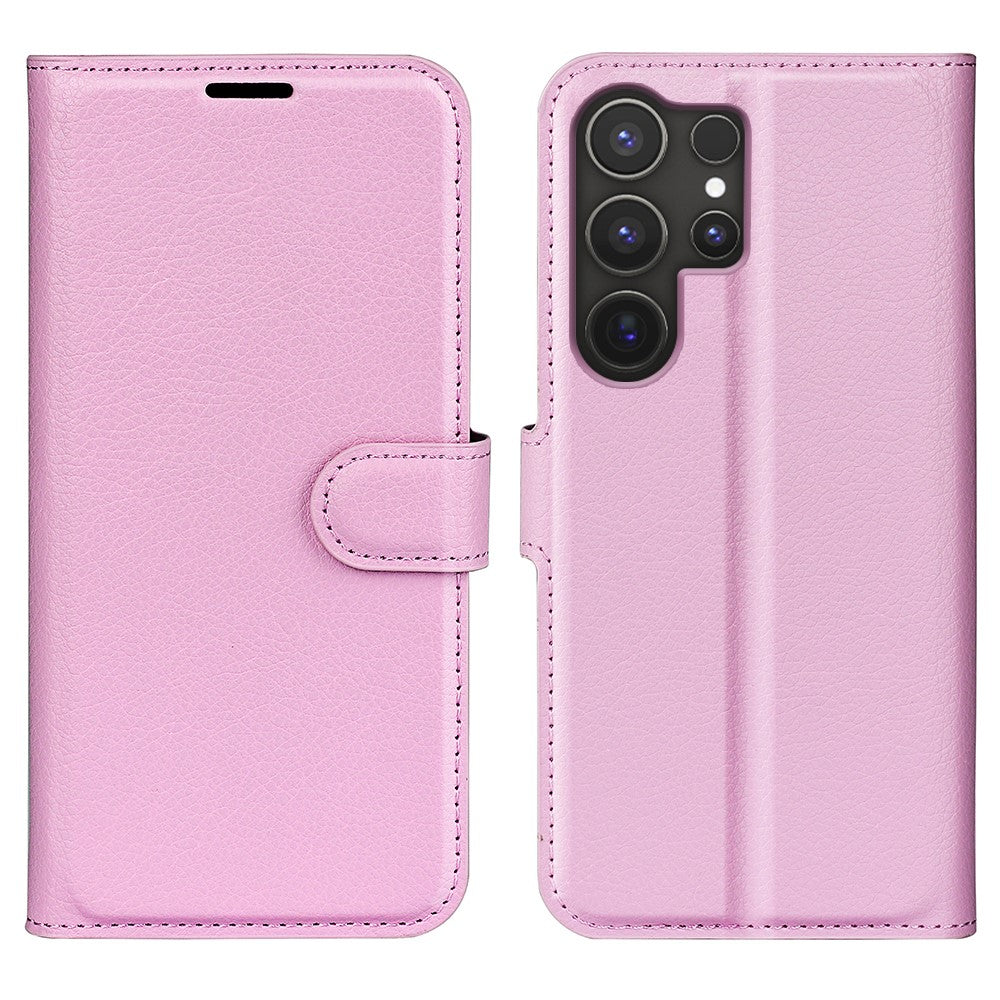 AMORUS Til Samsung Galaxy S25 Ultra Wallet Cover Litchi Tekstur Stødsikkert Flip Lædercover med Stativ