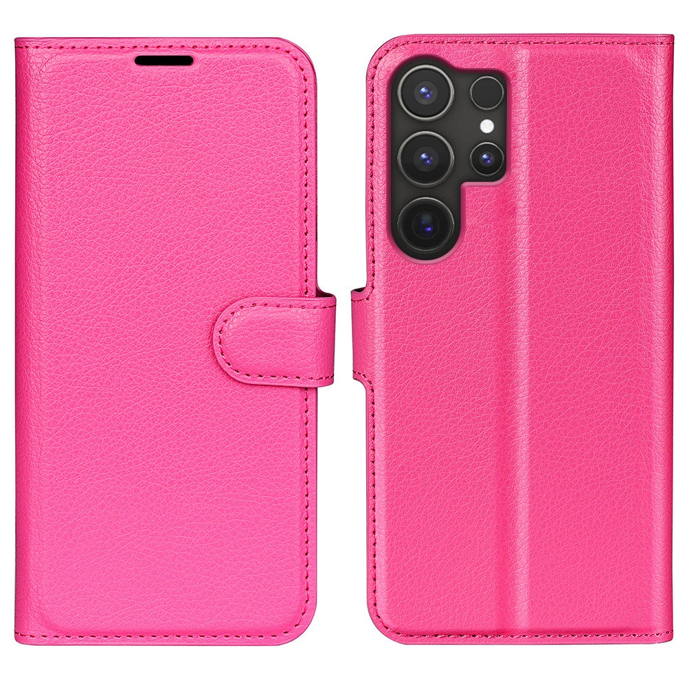 AMORUS Til Samsung Galaxy S25 Ultra Wallet Cover Litchi Tekstur Stødsikkert Flip Lædercover med Stativ