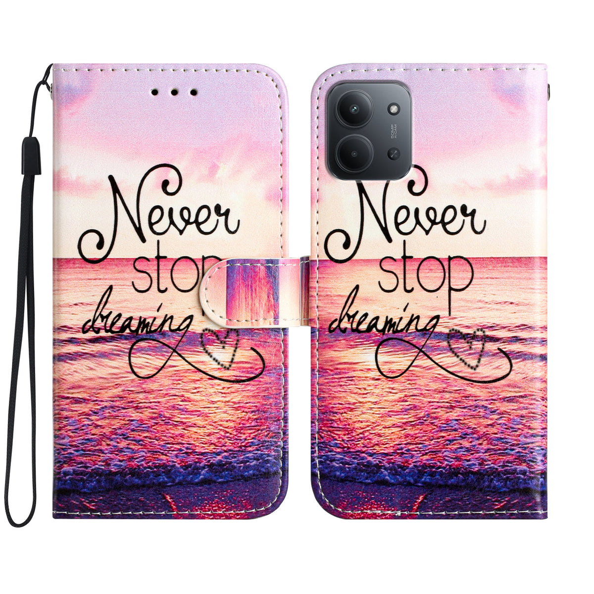 For Xiaomi Redmi 15C 4G (EU) (173mm) / 15C 5G (EU) (173mm) / Poco C85 4G (173mm) Wallet Case Pattern PU Leather Cover with Strap