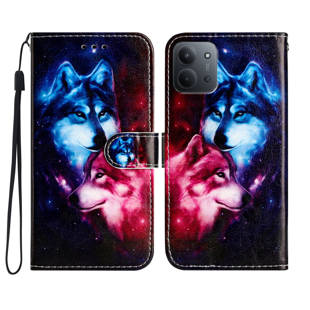 For Xiaomi Redmi 15C 4G (EU) (173mm) / 15C 5G (EU) (173mm) / Poco C85 4G (173mm) Wallet Case Pattern PU Leather Cover with Strap