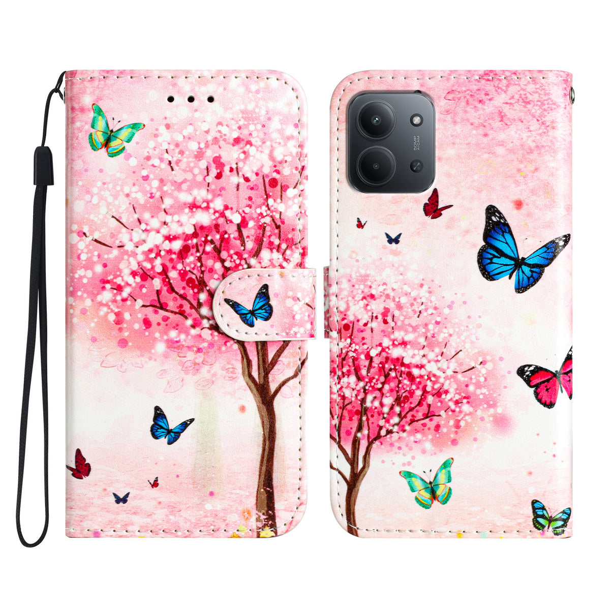 For Xiaomi Redmi 15C 4G (EU) (173mm) / 15C 5G (EU) (173mm) / Poco C85 4G (173mm) Wallet Case Pattern PU Leather Cover with Strap