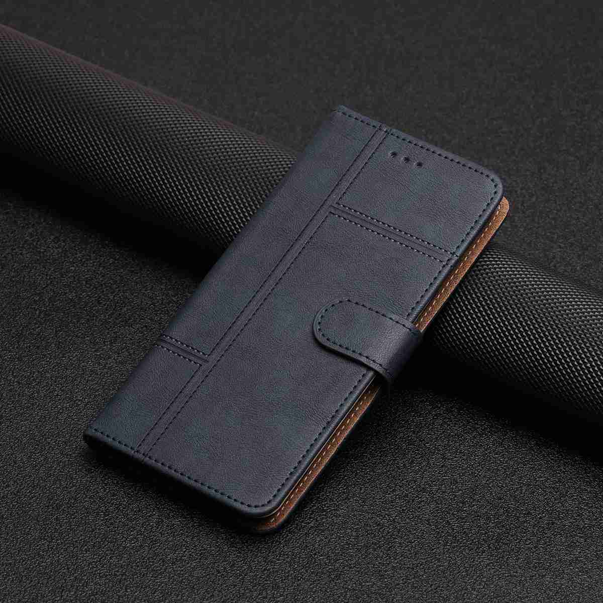 For Xiaomi 15T Pro Wallet Case Line Imprinted Cowhide Texture PU Leather Phone Cover