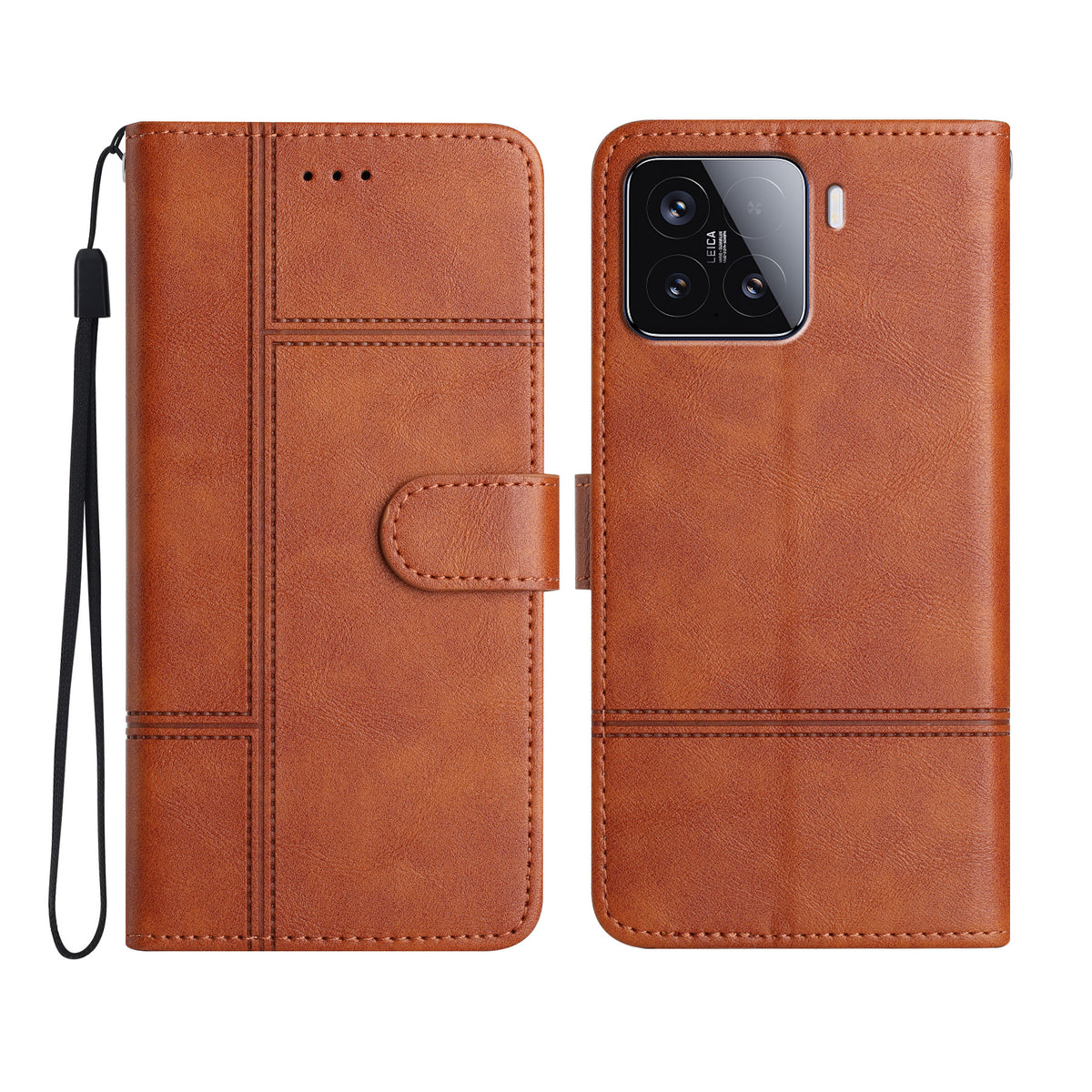 For Xiaomi 15T Pro Wallet Case Line Imprinted Cowhide Texture PU Leather Phone Cover