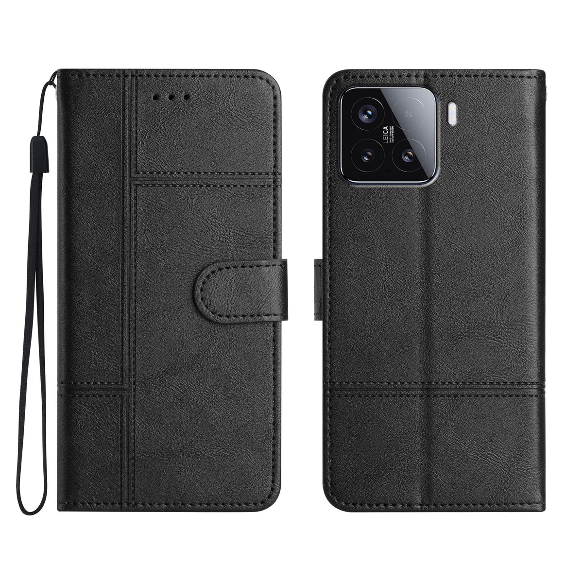 For Xiaomi 15T Wallet Case Line Imprinted Cowhide Texture PU Leather Phone Cover