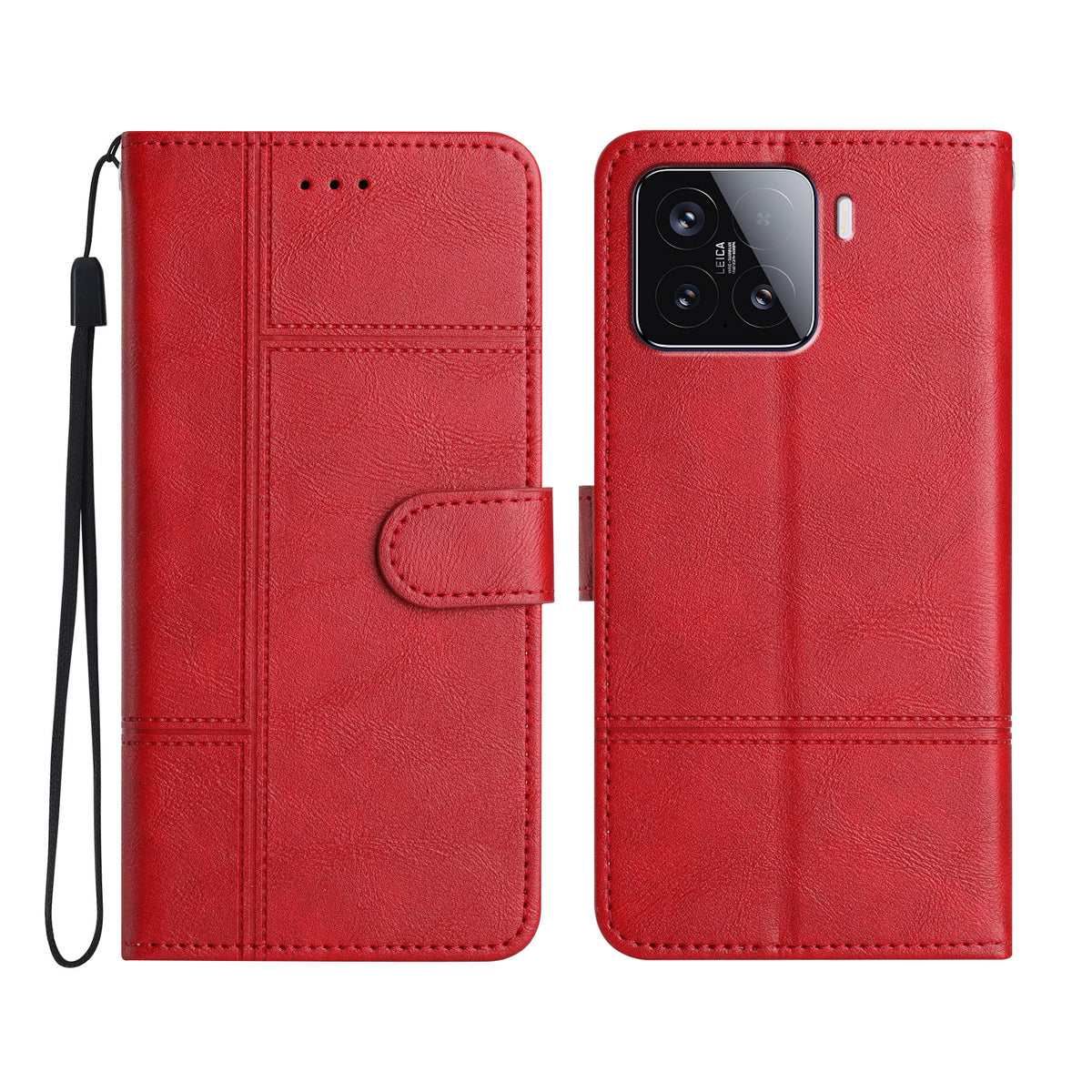 For Xiaomi 15T Wallet Case Line Imprinted Cowhide Texture PU Leather Phone Cover