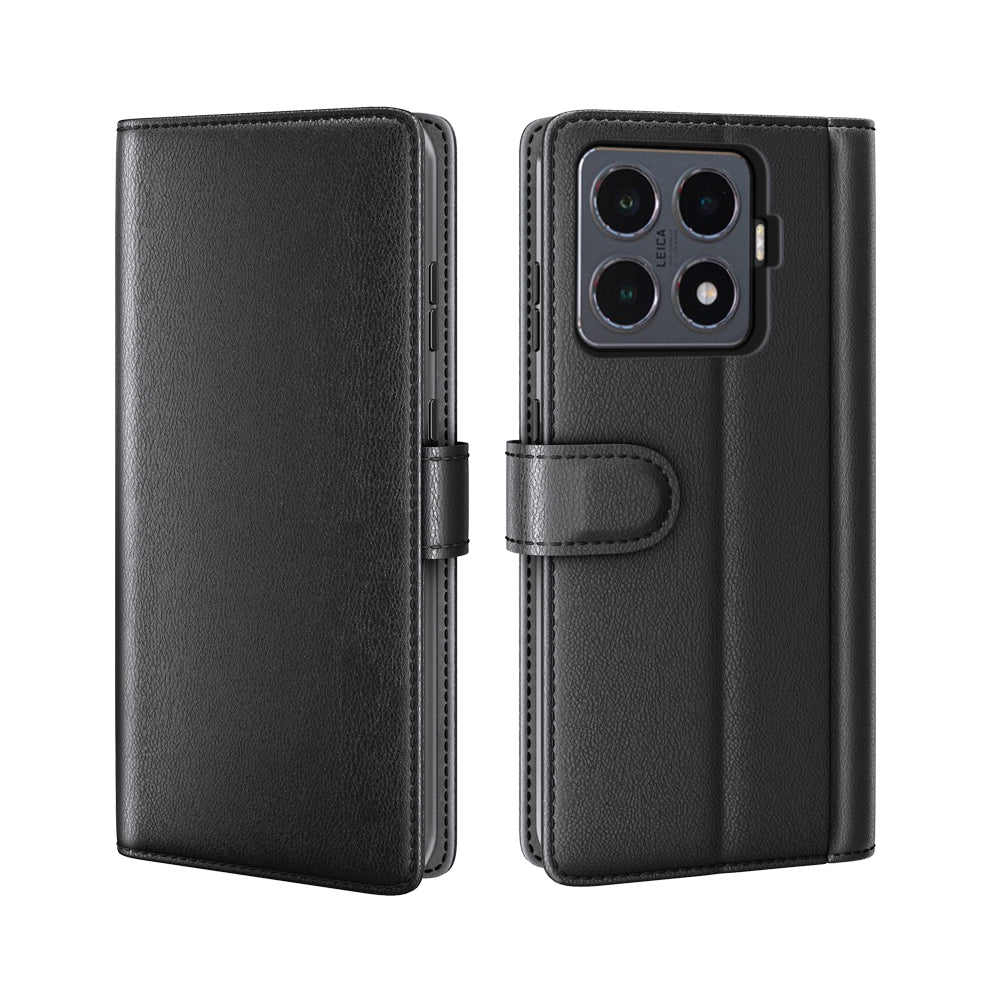 Xiaomi 15T Pro-skal i äkta splitläder med plånboksfodral