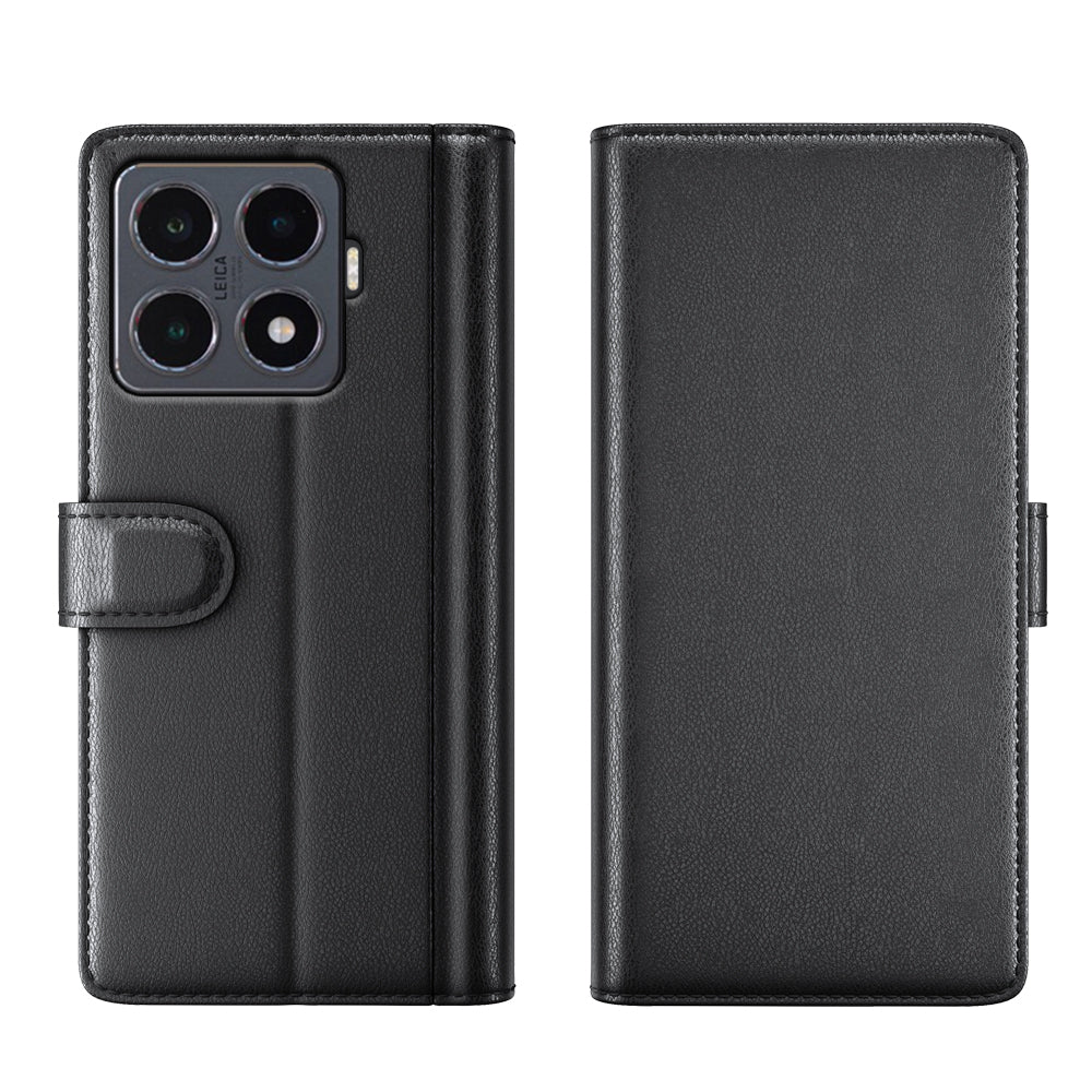 Xiaomi 15T Pro-skal i äkta splitläder med plånboksfodral